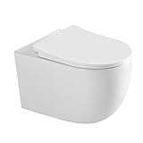 Hänge WC Spülrandlos WC Set aus Keramik-Hängetoilette mit Softclose WC-Sitz-Wand WC mit Lotus Effekt Nano Beschichtung-Hänge WC Spülrandlos-Kloschüssel für Bäder
