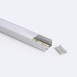 LEDKIA LIGHTING Aluminiumprofil Oberfläche 2m für LED-Streifen bis 20 mm, LED Strip, LED Leiste, LED Band, LED Beleuchtung, LED Lichtleiste, LED Lichtband