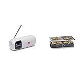 JBL Tuner 2 Radiorekorder in Weiß – Tragbarer Bluetooth Lautsprecher mit MP3 & Severin Raclette-Grill mit Naturgrillstein und Grillplatte
