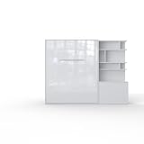 MAXIMAHOUSE Schrankbett vertikal mit Bücherregal, Invento LED 140V mit Lattenrost aus Holz, Wandklappbett 140x200 Erwachsene, modern Concept und Design (Weiß/Weiß Glanz)