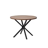 GrandCA HOME Runder Esstisch mit moderner MDF effektplatte, Küchen-Esstisch mit Vier Metallbeinen, zum Esszimmer im Wohnzimmer, Dunkelbraun