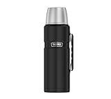 THERMOS STAINLESS KING Thermosflasche schwarz matt 1,20l - Edelstahl, absolut dicht, mit Trinkbecher und Griff, 12h heiß & 24h kalt, spülmaschinenfest, BPA-frei