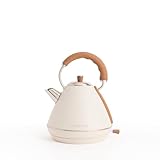 CREATE/KETTLE RETRO L/Elektrischer Wasserkocher Cremeweiß/Schnelles Aufkochen, Fassungsvermögen 1,7L, Abschaltautomatik, Anti-Kalk-Filter, Wasserstandsanzeige, Ø19cm, 2200W