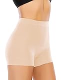 YARRCO Nahtlose Miederhose Leicht Formende Bauchweg Unterhose Damen Mittelhohe Taille Shapewear Kurze Leggings Miederpants Unterwäsche (Beige, M)