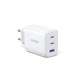 UGREEN USB C Ladegerät 65W 3-Port USB-C Netzteil PPS Schnellladegerät PD Charger 60W kompatibel mit MacBook Pro/Air, iPad, iPhone 16/15/14, Galaxy S24 Ultra, Pixel, Steam Deck (Weiß)