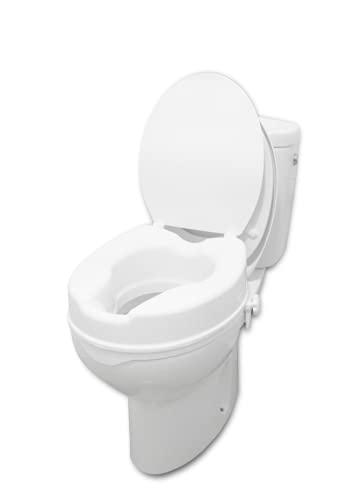 PEPE - Toilettensitzerhöhung 10cm mit Deckel, WC Sitzerhöhung für Senioren, Sitzerhöhung Toilette Erwachsene, Toilettenaufsatz für Senioren, WC Sitzerhöhungen, Toilettenerhöhung Weiß