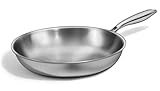 Deedro Bratpfanne 28cm Induktion, Edelstahlpfanne unbeschichtet für alle Herdarten, Induktionspfanne ohne Beschichtung, Pfanne mit abnehmbarem Griff, backofenfest & Spülmaschinenfest
