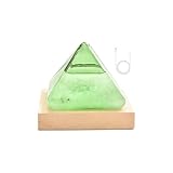Stormglass Weather Prognostaster, Weather Glass, Pyramid Storm Glass Weather Prognostaster, grüne Pyramidensturmflasche mit leuchtender Holzbasis, Sturmglaswetter -Prognostaster, USB -Wetterstation
