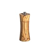 Zassenhaus Salzmühle Frankfurt 14 cm, Olivenholz mit stufenlos verstellbarem Hochleistungs-Keramikmahlwerk, befüllt