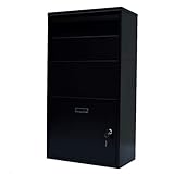 IMLEX Paketbox Paketbriefkasten IM-PB75 Paket Box | Briefkasten mit Paketfach | Wand- und Bodenmontage | Paketgröße bis zu 37x30x18 cm (Schwarz)