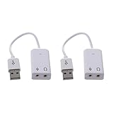 SRMAN 2X 3,5 mm Mikrofon-Kopfhoerer-Buchse USB 2.0 Soundkarte Lautsprecher Audio-Adapter