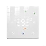 Smartes WLAN-Thermostat, programmierbarer digitaler Temperaturregelungsschalter, Gaskessel-Thermostat für Tuya, energieeffizient (weiß)