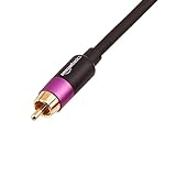 Amazon Basics - Cinch RCA Audiokabel für Subwoofer, Verstärker, Active Lautsprecher mit vergoldeten Steckern, 10.7 m, 1 Stück, schwarz