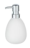 WENKO Seifenspender Polaris, nachfüllbarer Seifendosierer für Flüssigseife und Lotion aus hochwertiger Keramik, 10 x 16,5 x 9,4 cm, Füllmenge 390 ml, Weiß matt, 16 x 9 x 9.5 cm