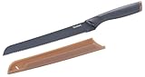 Tefal K12218 Fresh Kitchen Brotmesser 20 cm | Klinge aus Edelstahl mit titanverstärkter Antihaftbeschichtung | ergonomischer Griff | inkl. farbiger Schutzhülle | spülmaschinenfest | Schwarz/Braun