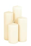 Echtwachs Stumpenkerzen Farbe 4er Set - creme weiß - Advents Kerze in 4 verschiedenen Höhen - Weihnachten Winter Advent Laterne Windlicht Dekoration natur, Unparfümiert