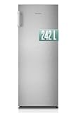 Heinrich´s HEINRICHS freistehender Kühlschrank 242L, Vollraumkühlschrank, LED-Beleuchtung, Standkühlschrank mit 5Glasablagen+1Gemüsefach+4 Türablagen, Türanschlag wechselbar, leise 40dB, (inox)