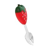 CIMAXIC Babylöffel und Gabeln kinderbesteck essbesteck Esslernbesteck für Babys Rostfreie Kinderlöffel Kindersicherer Kleinkind Besteck kleiner Löffel Silikon rot