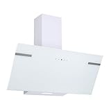 Respekta Dunstabzugshaube kopffrei/Dunstabzugshaube schräg 90 cm/Edelstahlgehäuse mit Glasschirm in Weiß/Abluft - und Umluftfunktion / CH58090WA+ / A+ / 43-63 dB