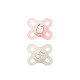 MAM Schnuller Start S296 – Colours of Nature, matte Textur, Schnuller mit SkinsoftTM Silikon-Sauger für Babys von 0 bis 2 Monaten, Rosa, 2 Stück, mit selbststerilisierender Box