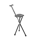 KMINA PRO - Gehstock mit Sitz 87 cm, Nicht Verstellbar, Klappsitz, 3 Beinen, Stuhl Schwarz