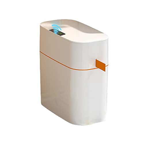 ALFUSA Haushalts-Toiletten-Mülleimer, intelligenter Induktions-Mülleimer, automatische Verpackung mit Deckel, schmaler Spalt-Wohnzimmer-Küchen-Mülleimer (White 27x15cm)