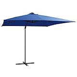LAPOOH Ampelschirm mit Leuchten und StahlMast, Balkon Sonnenschirm, Marktschirm, Garten, Balkon Schirm, Sonnen Schirme, Balkonschirm, 250x250cm Azurblau