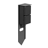 ledscom.de Garten Steckdosensäule PIWI mit Erdspieß für außen, IP44, 2-Fach, Edelstahl, anthrazit, eckig, 30 cm, Aussensteckdose, Wasserdicht, Gartensteckdose, Außensteckdose, Aussen, Outdoor