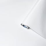 Klebefolie Uni Matt Weiß Dekofolie Möbelfolie Tapeten selbstklebende Folie, PVC, ohne Phthalate, Weiß, 45 cm x 2 m, 160 µm (Stärke: 0,16 mm), Venilia, 53288