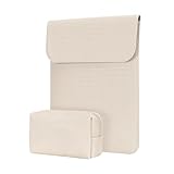 MOSISO Laptop Hülle Kompatibel mit MacBook Air 13 M3 A3113 M2 A2681 M1 A2337 A2179 A1932/Pro 13 M2 M1 A2338 A2251 A2289 A2159 A1989 A1706 A1708, PU Leder Gewebte Tasche mit Kleiner Tasche, Aprikose