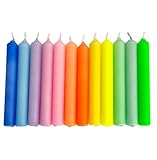 GLOWYBOX 12 Stück Geburtstagskerzen für Kerzenring Kerzen für Kindergeburtstag bunte Kinderkerzen Geburtstagszug Minikerzen bunt Baumkerzen bunt neon dip Dye Kerzen regenbogen1-farbig pastell