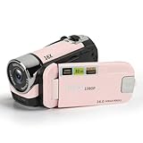 1080P HD Digitalkamera, 16 facher Zoom Vlogging Videokamera Camcorder mit 2,4 Zoll drehbarem Bildschirm für Fotografie, Tragbare 16 MP Selfie Kamera mit Fülllicht für (PINK)