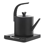 MEHOOSPVN Edelstahl Wasserkocher mit Temperatureinstellung, Teekocher Elektrisch mit Temperaturanzeige, 304 Rostfreier Stahl 24h Warmhaltefunktion, Trockenlaufschutz, Coffee Kettle, 1L, 1000W, Schwarz