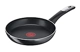 Tefal C38804 Bratpfanne aus hartem Titan Essential, 24 cm, Antihaftbeschichtung mit Titanpartikeln, Temperaturanzeige, spülmaschinenfest, Schwarz