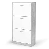 IDMarket - Schuhschrank 18 Paar KLARK Betonoptik 3 Türen weiß