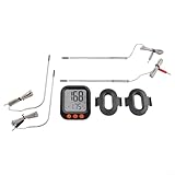 ZiStarlilife Drahtloses Fleischthermometer mit doppelter Temperaturüberwachung, 4 Sonden-Fähigkeit, schnelles Aufladen, Grillthermometer für Küche und Kochen