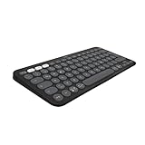 Logitech Pebble Keys 2 K380s, kabellose Multi-Device Bluetooth-Tastatur mit anpassbaren Sondertasten, schlank, mobil, Easy-Switch - Windows, macOS, iPadOS, Android, ChromeOS, Deutsches QWERTZ,Graphit