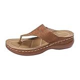 Generisch Flip Flops Mit Keilabsatz Damen Slip-On Keilsandalen Mit Zehentrenner Peeptoe Sandaletten Plateau Zehensandalen Hohl Atmungsaktiv Schlappen Bequem Pantoletten Flach Rutschfest Slippers