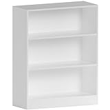 Vida Designs Cambridge Bücherregal mit 3 Ebenen, niedrig, weiß, Holz-Regaleinheit für Büro, Wohnzimmermöbel, 75 x 60 x 24 cm