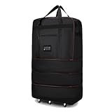 ELDA Erweiterbare faltbare Gepäcktasche, faltbare Koffer mit universellen Spinnrädern, Roll-Reisetasche, großes Fassungsvermögen, Gepäck für Männer und Frauen, leichte Seesäcke, Schwarz - Upgrade