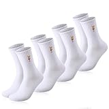 Utensilsto 4 Paare Tennissocken Damen Herren,39-43 Sportsocken Lange Baumwollsocken Laufsocken Retro Socken Weiß
