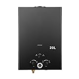 Gas Durchlauferhitzer, 20L Propan-Durchlauferhitzer mit Batteriezündung, Durchlauferhitzer Tankless Water Heater mit Digitalanzeige, Multi-Schutz[Energieklasse A]