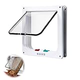 Hundetür Fenster, Haustierklappe 4 Wege, Cat Flap, ABS-Acryl Katzenklappe Innentür Hundeklappe für Hundes Haustiertüren Katzentüren für Wand Katzentür Zimmertür für Innen Außentür (S)