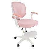 CHFUNE Kinderarbeitsstuhl, Ergonomischer Schreibtischstuhl 360° Drehbarer Kinderschreibtischstuhl Höhenverstellbaren Armlehnen moderner Lernstuhl für Junge Lernende Rosa