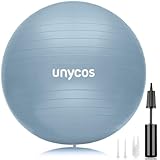 unycos - Gymnastikball 75 cm Sitzball Trainingsball für Yoga, Fitness, Medizinball, Balance Ball, Core Training Strength, Pilates-Ball | Inkl. Pumpe, BPA-Frei, Anti-Burst (Hellblau mit Logo)