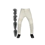Damen-Motorradhose Weiße Schutzhose Knie-/Hüftschoner (verstellbare Schutzausrüstung) for Radsport, Reitsport Und Abenteuer(X-Large)