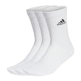 adidas Unisex Cushioned Crew Socks 3 Pairs, White / Black, 40-42