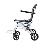 Leichtklappbarer Rollstuhl, 8,2 kg, Reise-Rollstuhl mit verstellbarem Sicherheitsgurt, Tragbarer Aluminium Rollstuhl für Erwachsene, Transport, klappbar, schwarz