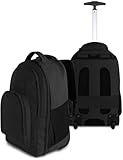 normani Rucksack mit Trolleyfunktion - 30 Liter Volumen Rucksacktrolley zum ziehen mit Laptopfach für Schule, Uni, Reisen, Ausflüge oder Einkaufen Farbe Schwarz