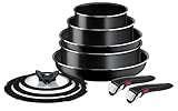 Tefal Ingenio Easy ON 10-teiliges antihaftbeschichtetes Induktionspfannen-Set, 24 & 28 cm Bratpfannen, 16 & 20 cm Stieltöpfe, 24 cm Stielpfanne, 16 & 20 & 24 cm Glasdeckel, 2 abnehmbare